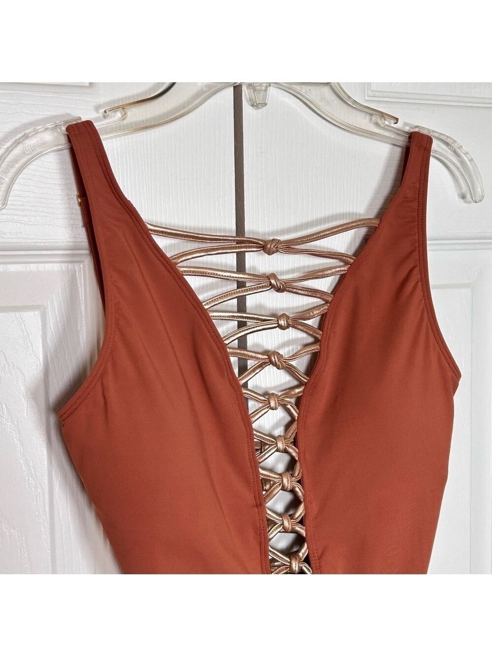 Bleu Rod Beattie One Piece Swimsuit Brown Gold Size 4 - Picture 4 of 14